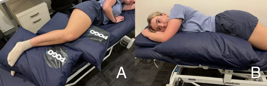 sleeping positions that prevent compressing the symptomatic gluteal tendons